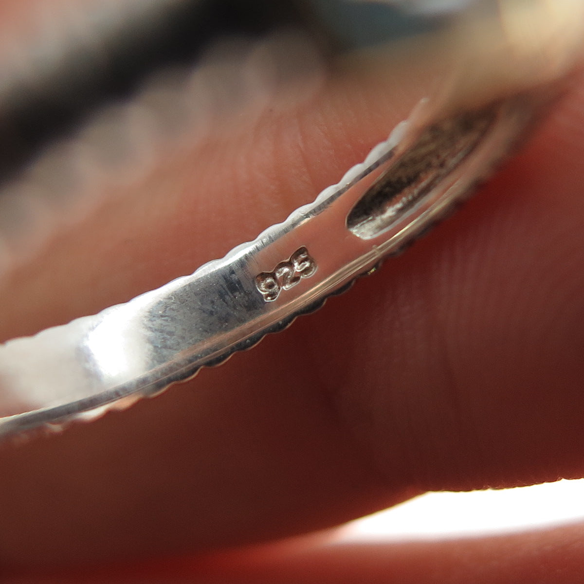 14K Gold 925 Sterling Silver Vintage Real Princess-Cut Blue Topaz Ring Size 5.75