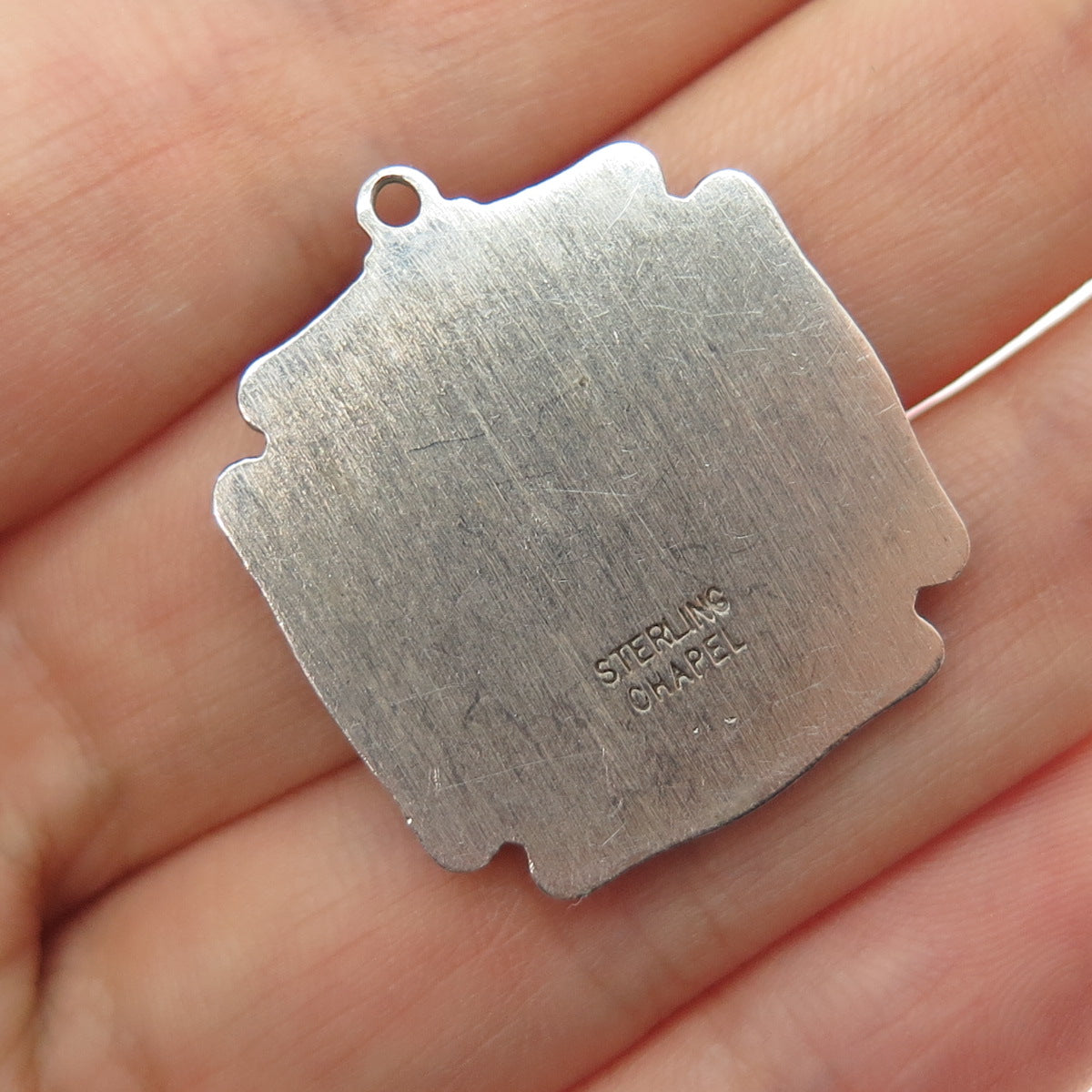CHAPEL 925 Sterling Silver Vintage St. Florian Cross Oxidized Charm Pendant