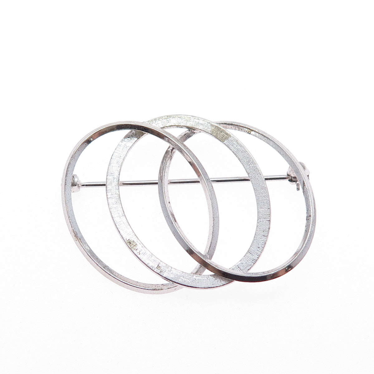 VAN DELL 925 Sterling Silver Vintage Interlocked Eternity Circle Pin Brooch