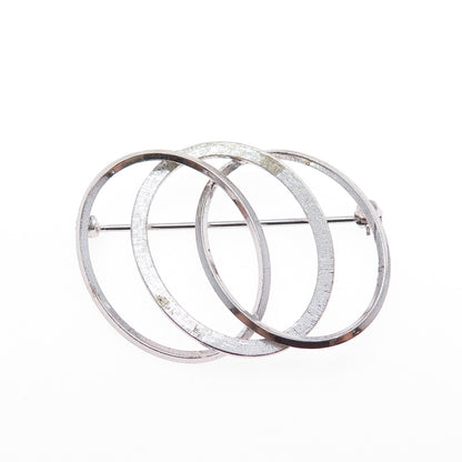 VAN DELL 925 Sterling Silver Vintage Interlocked Eternity Circle Pin Brooch