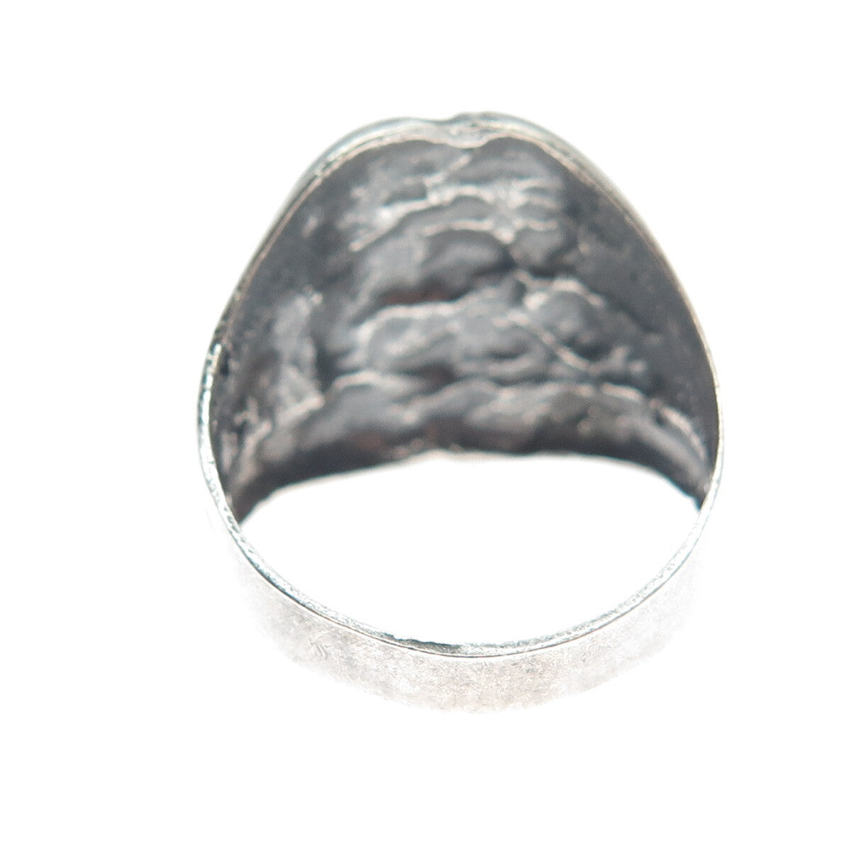 925 Sterling Silver Vintage Modernist Nugget Oxidized Ring Size 11.75