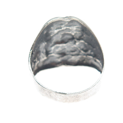 925 Sterling Silver Vintage Modernist Nugget Oxidized Ring Size 11.75