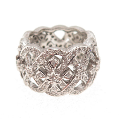 925 Sterling Silver Round-Cut C Z Cross Woven Sparkle Ring Size 8