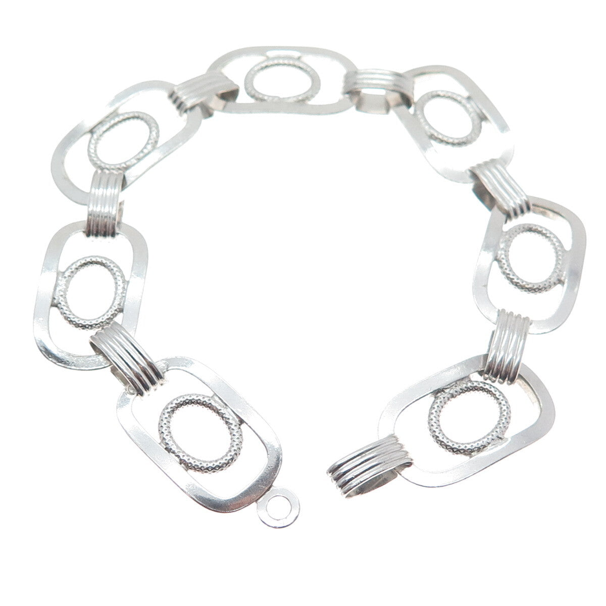 UNOAERRE 925 Sterling Silver Vintage Italy Geometric Link Bracelet 6.75"