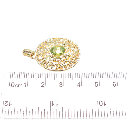 ROSS SIMONS 925 Sterling Silver Gold Plated Real Peridot Swirl Ornate Pendant