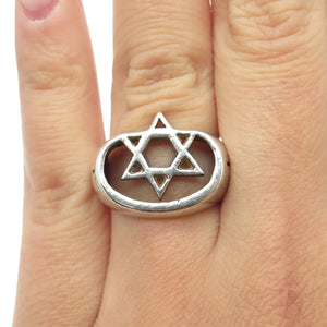 925 Sterling Silver Vintage Star of David Ring Size 5.75