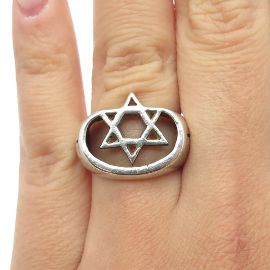 925 Sterling Silver Vintage Star of David Ring Size 5.75