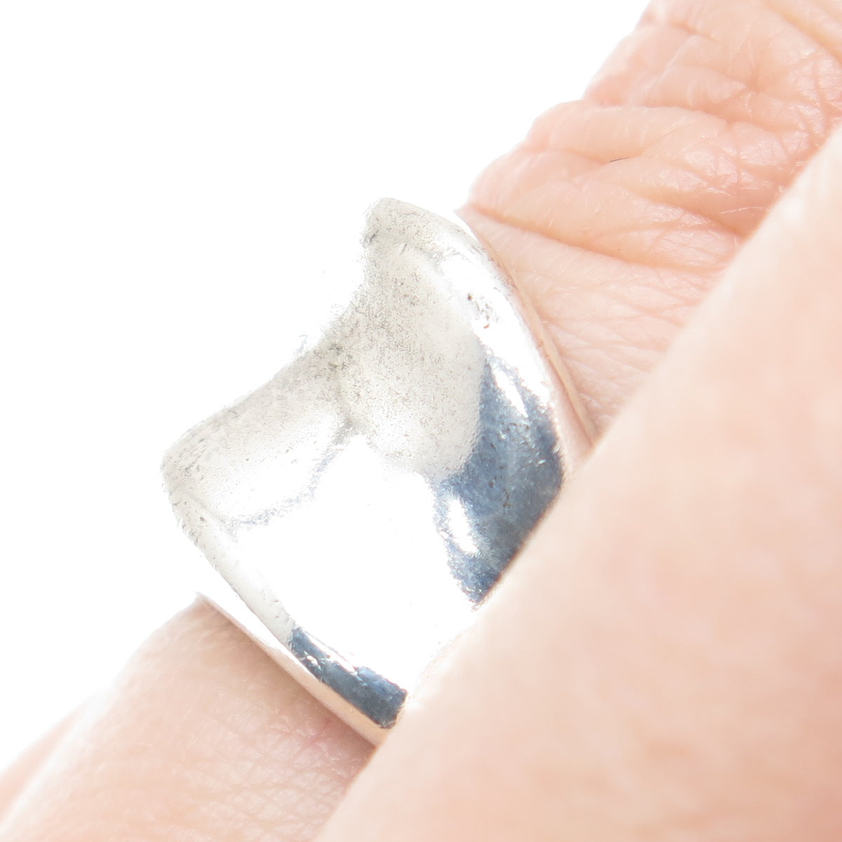 925 Sterling Silver Vintage Modernist Wavy Oxidized Ring Size 6.75
