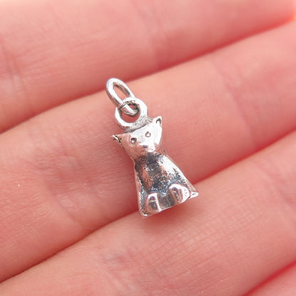 835 Silver Vintage Bear Oxidized Minimalist 3D Charm Pendant
