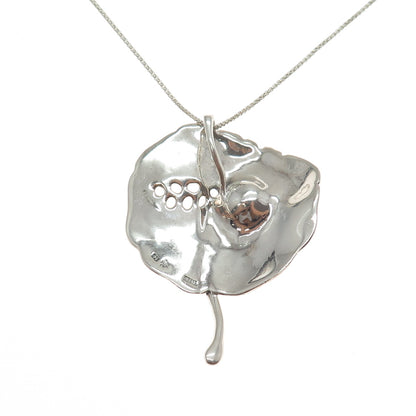 HAGIT GORALI Sterling Vintage Israel Real Pearl Floral Box Chain Necklace 28"