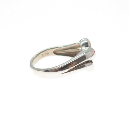 925 Sterling Silver Vintage Modernist Bypass Ring Size 7.5