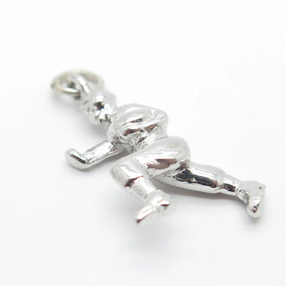 925 Sterling Silver Vintage American Football Player Charm Pendant