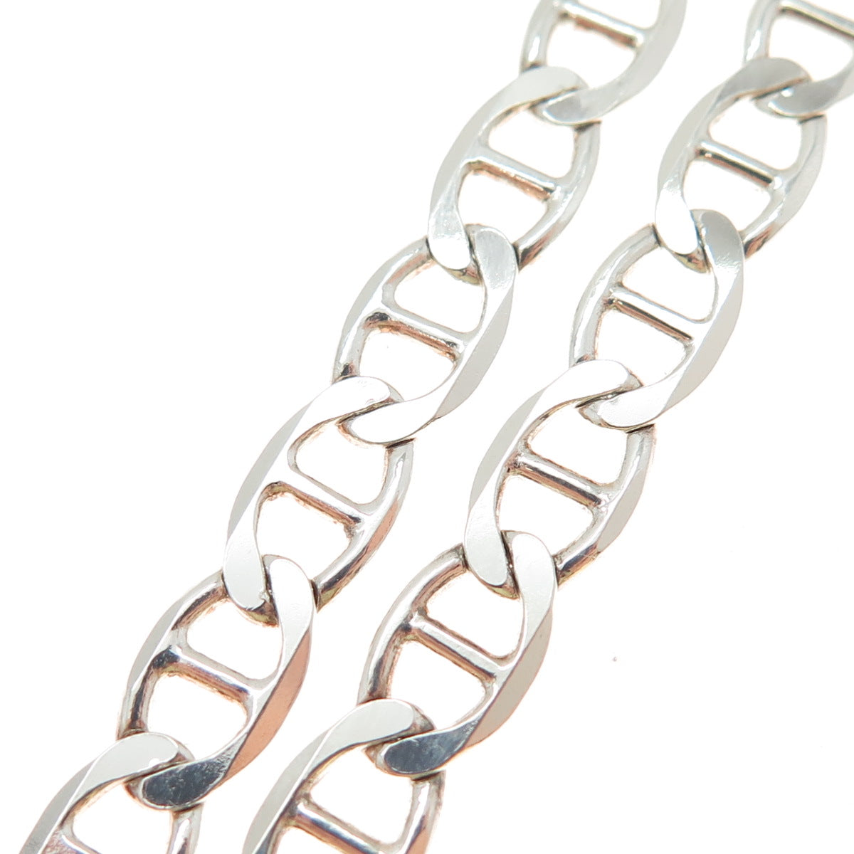 925 Sterling Silver Vintage Italy Anchor Mariner Chain Necklace 24"
