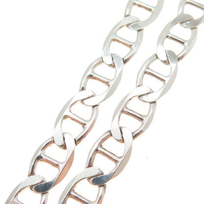 925 Sterling Silver Vintage Italy Anchor Mariner Chain Necklace 24"