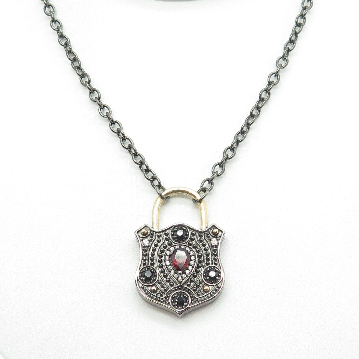 MICHAEL VALITUTTI 925 Sterling Silver White Topaz Garnet Spinel Gem Necklace 32"