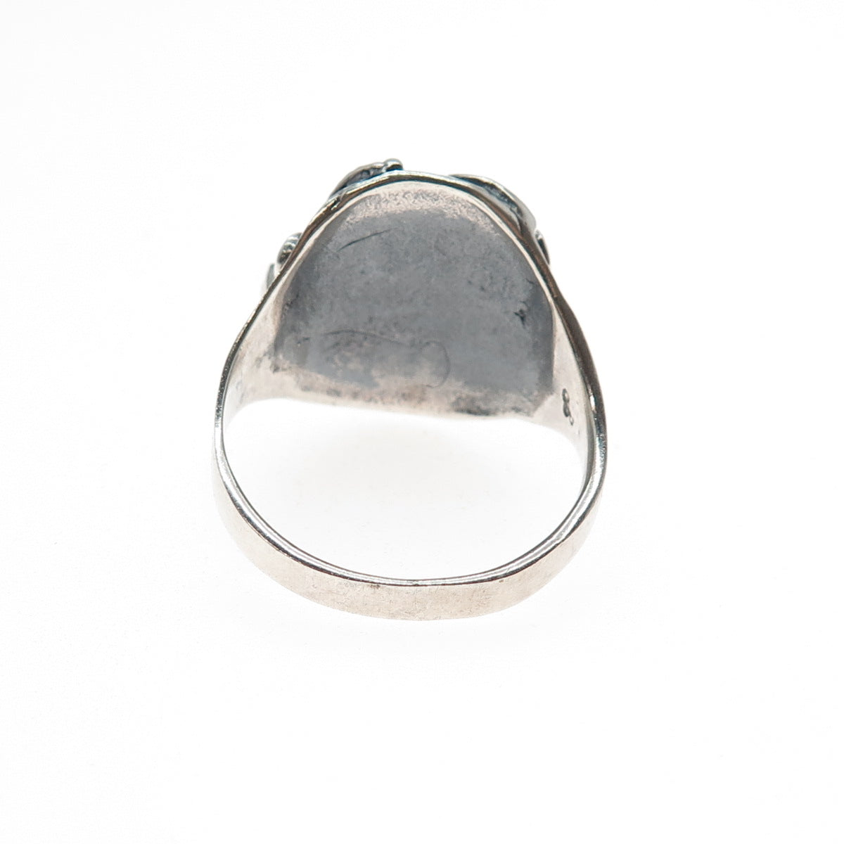 Old Pawn 925 Sterling Silver Vintage Turquoise Snake Eye Eagle Ring Size 14.25