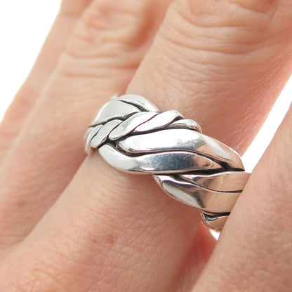 ART'S ELEGANCE 925 Sterling Silver Vintage Woven Oxidized Band Ring Size 12.75