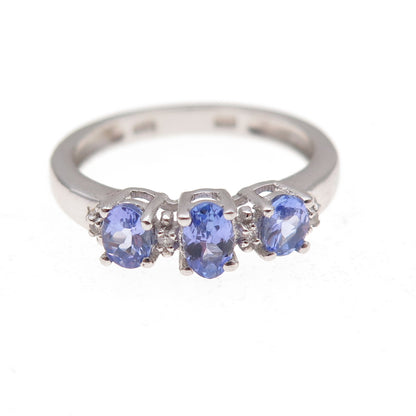 Chuck Clemency 925 Sterling Silver Real Diamond & Tanzanite Ring Size 6.25
