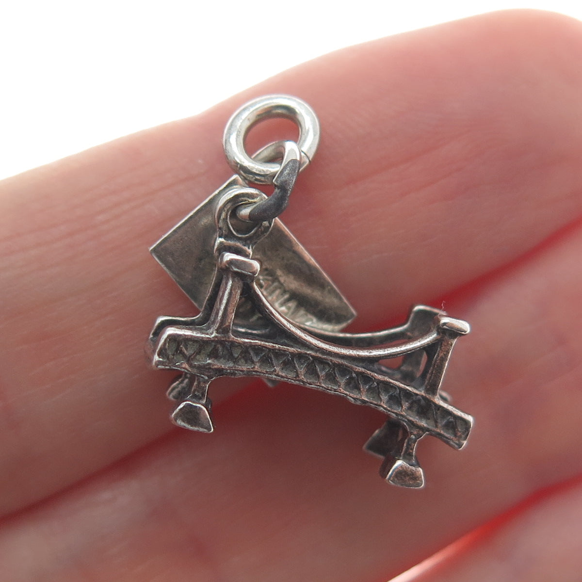 BELL TRADING POST 925 Sterling Vintage Mackinac Bridge Oxidized Charm Pendant