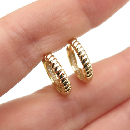 925 Sterling Silver Gold Plated Round-Cut C Z Hoop Earrings