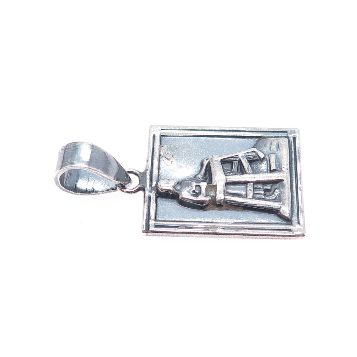 CREED 925 Sterling Silver Vintage Teacher Oxidized Charm Pendant