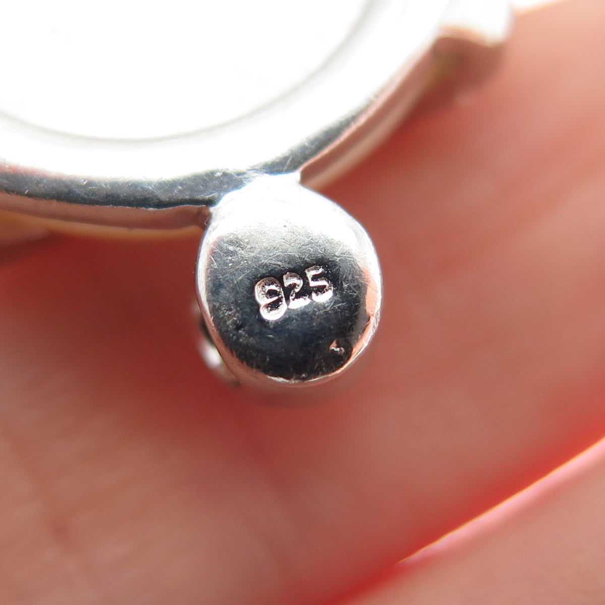 925 Sterling Silver Vintage Real MOP & Round-Cut C Z Modernist Slide Pendant