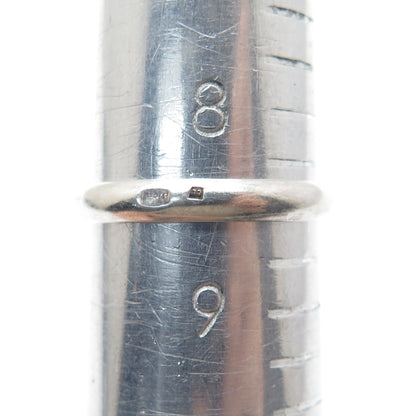 925 Sterling Silver Vintage Poland Real Amber Modernist Ring Size 8.5