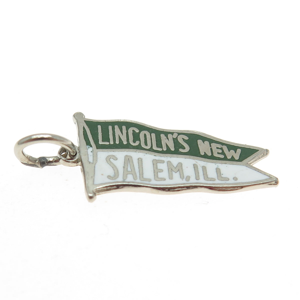 FRENCH & FRANKLIN 925 Sterling Silver Vintage Enamel Lincoln's New Salem Pendant