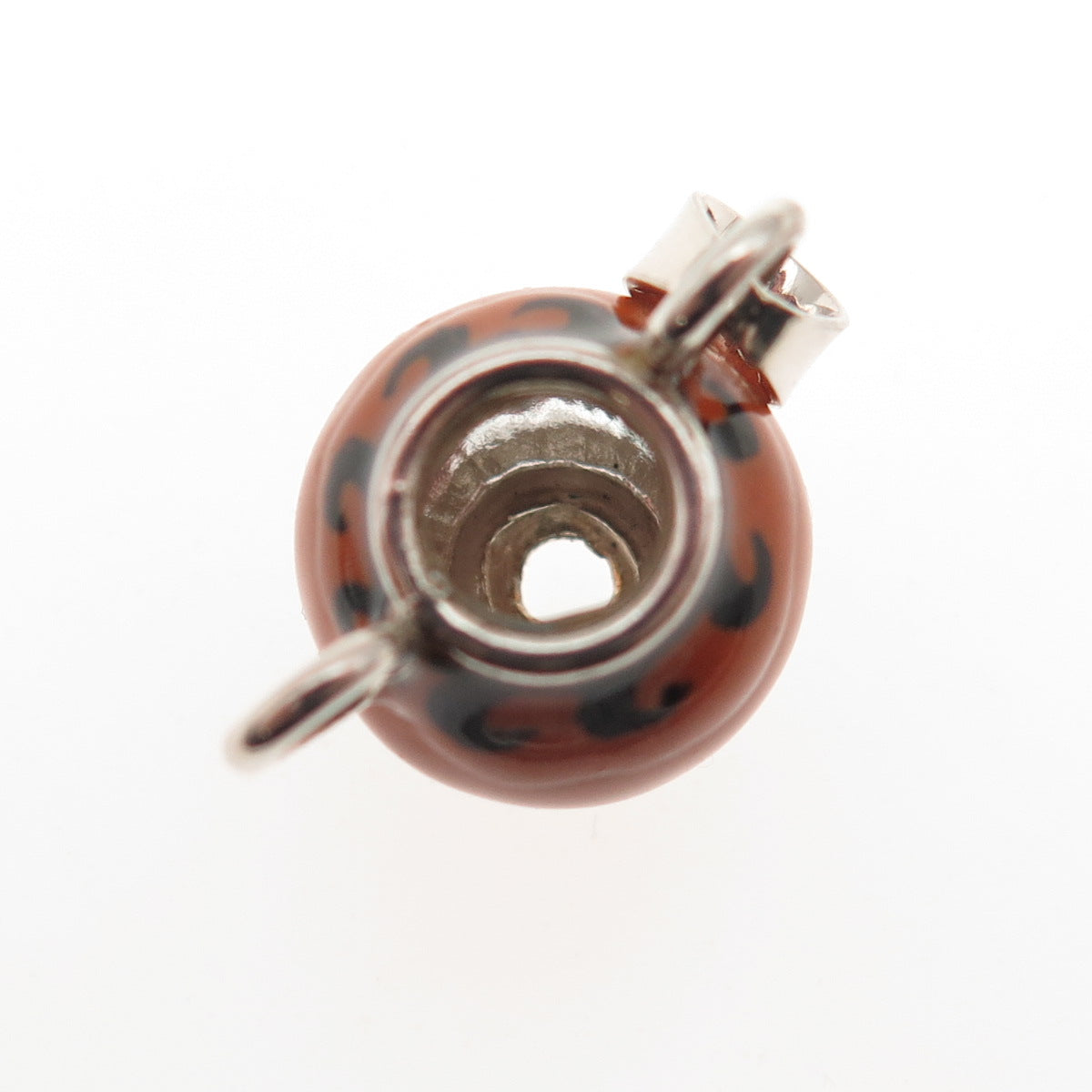 925 Sterling Silver Vintage Italy Enamel Vase 3D Mini Charm Pendant