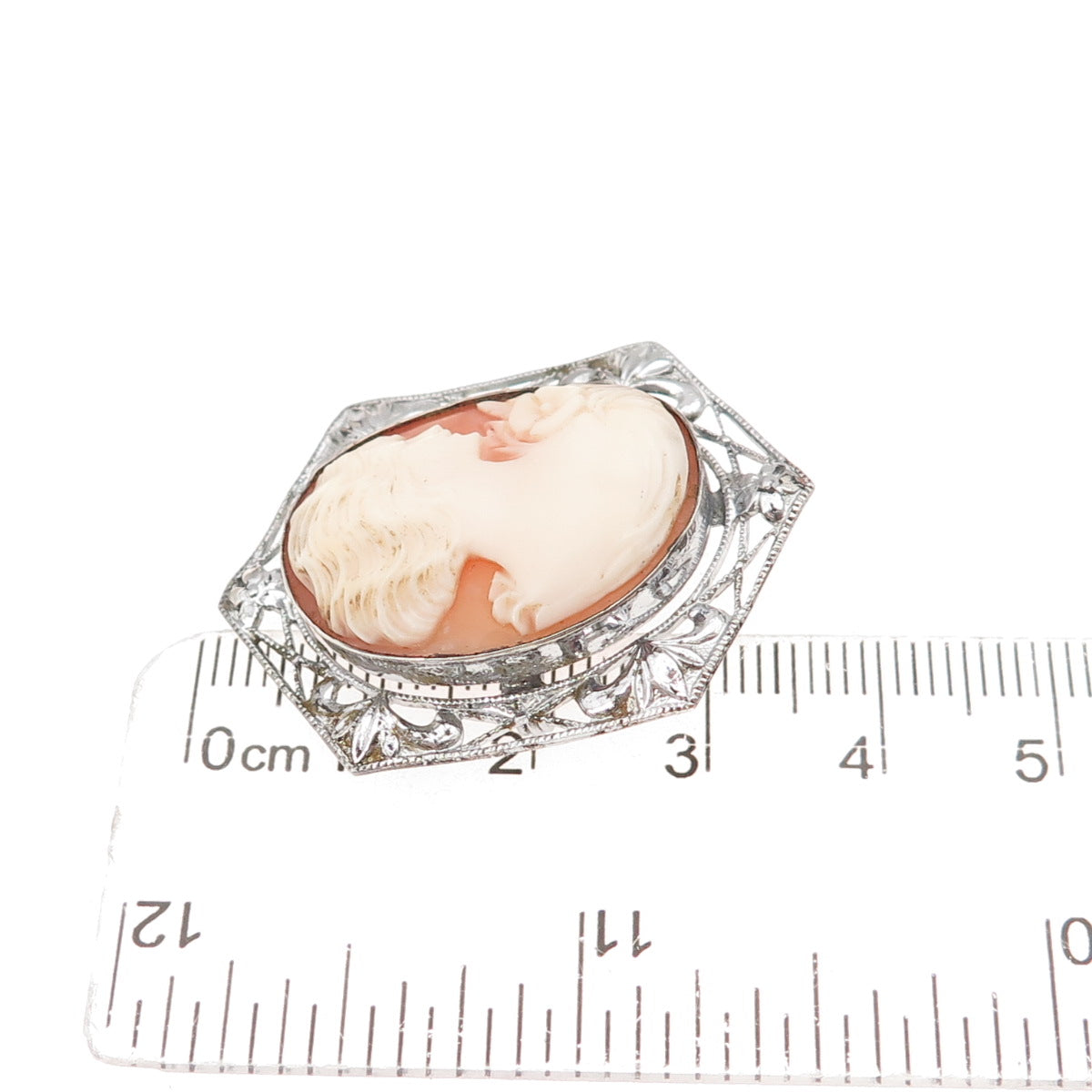 925 Sterling Silver Antique Art Deco Real MOP Carved Lady Cameo Pin Brooch