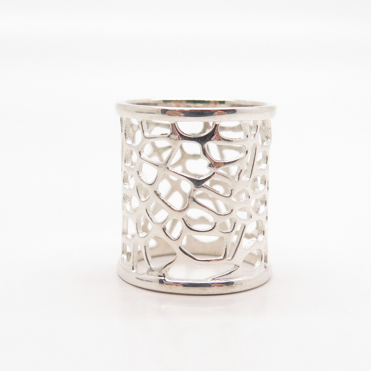 925 Sterling Silver DBJ Cutout Wide Band Ring Size 5.25