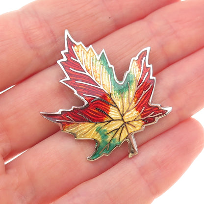 Breadner Co. 925 Sterling Silver Vintage Enamel Maple Leaf Pin Brooch