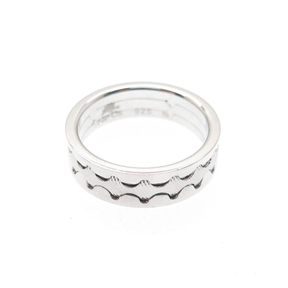 NEOS 925 Sterling Silver Textured Zig-Zag Band Ring Size 8