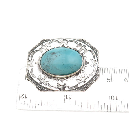 Old Pawn Sterling Silver Vintage Southwestern Turquoise Thunderbird Pin Brooch