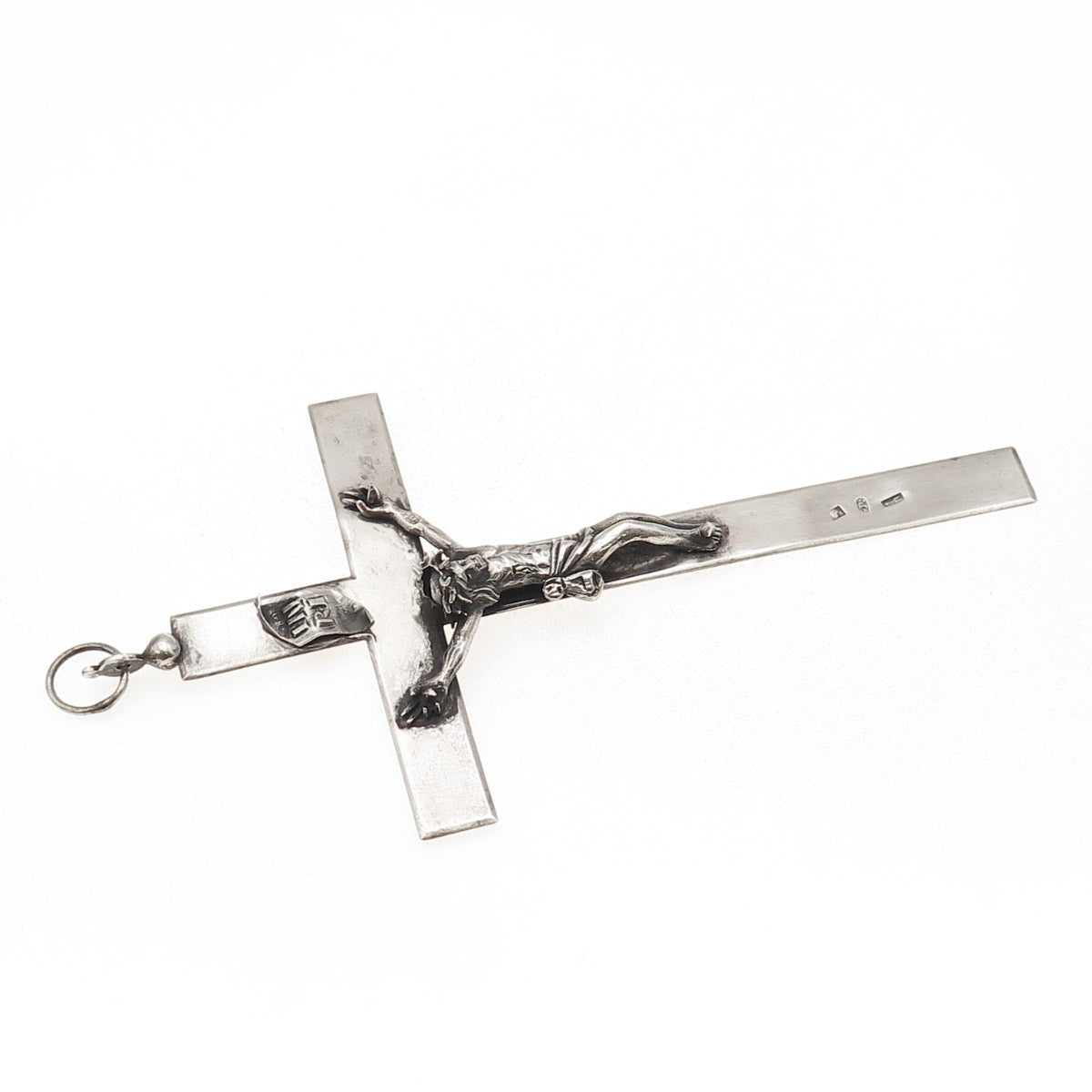 800 Silver Antique Victorian Italy Crucifix Cross Religious Large 46.6g Pendant