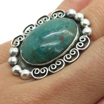 Old Pawn Sterling Silver Vintage Southwestern Azurite Statement Ring Size 5.25