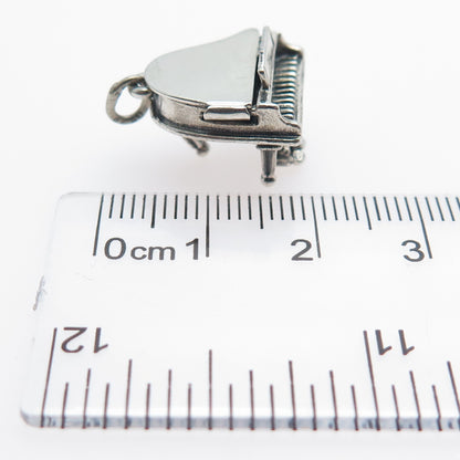 BEAU 925 Sterling Silver Vintage Grand Piano Minimalist 3D Charm Locket Pendant