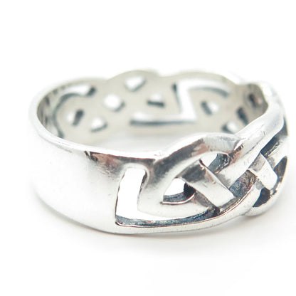 925 Sterling Silver Vintage Celtic Band Ring Size 12.5