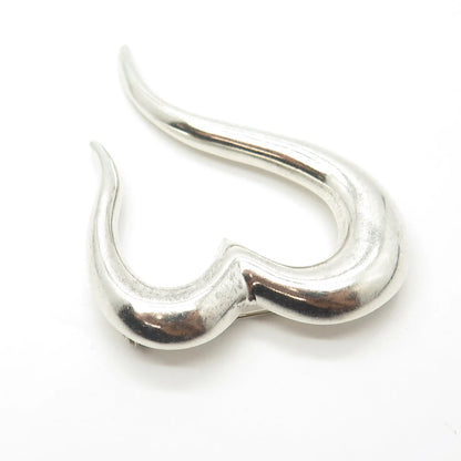 925 Sterling Silver Vintage Mexico Open Heart Pin Brooch