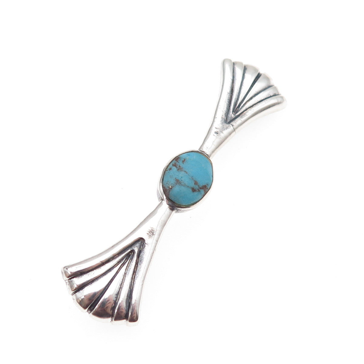 Old Pawn 925 Sterling Silver Vintage Southwestern Turquoise Bow Pin Brooch