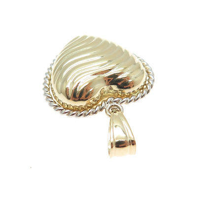 14K Yellow Gold Wavy Roped Heart Minimalist Charm Pendant