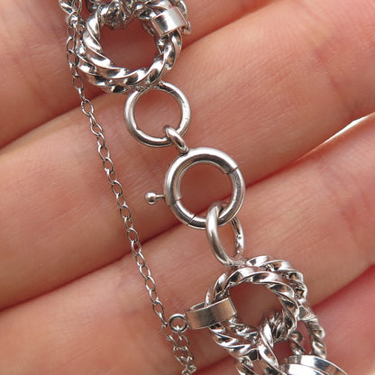 1/20 12K White Gold Filled Antique Art Deco Double Rolo Link Bracelet 6.75"