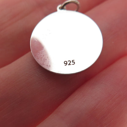 925 Sterling Silver Yellow Enamel Astonished Emoji Face Charm Pendant