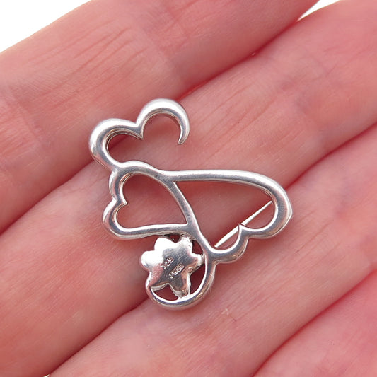 Jane Seymour Sterling Real Black Diamond Heart Dog Paw Pendant (missing stone)