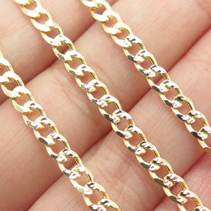 P. LUX 925 Sterling Silver Gold Plated Italy Diamond-Cut Curb Chain Necklace 24"