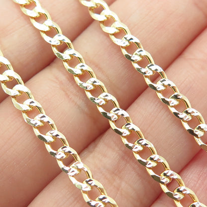 P. LUX 925 Sterling Silver Gold Plated Italy Diamond-Cut Curb Chain Necklace 24"