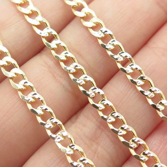 P. LUX 925 Sterling Silver Gold Plated Italy Diamond-Cut Curb Chain Necklace 24"
