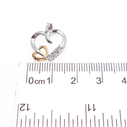 RL Richline Sterling Silver 2-Tone Real Diamond Heart Minimalist Charm Pendant