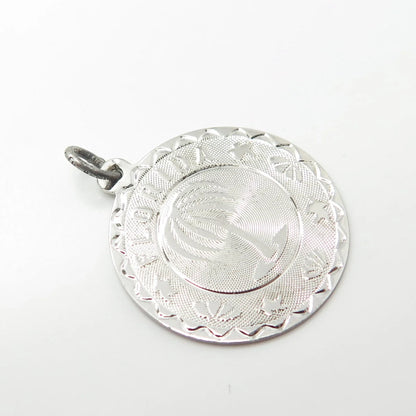 925 Sterling Silver Vintage SAS Florida Sunshine State Round Charm Pendant