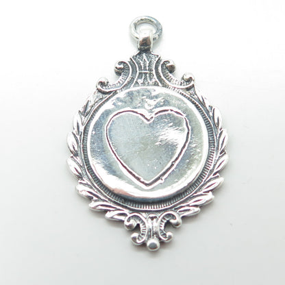 925 Sterling Silver Vintage Loving Heart Medal Pendant